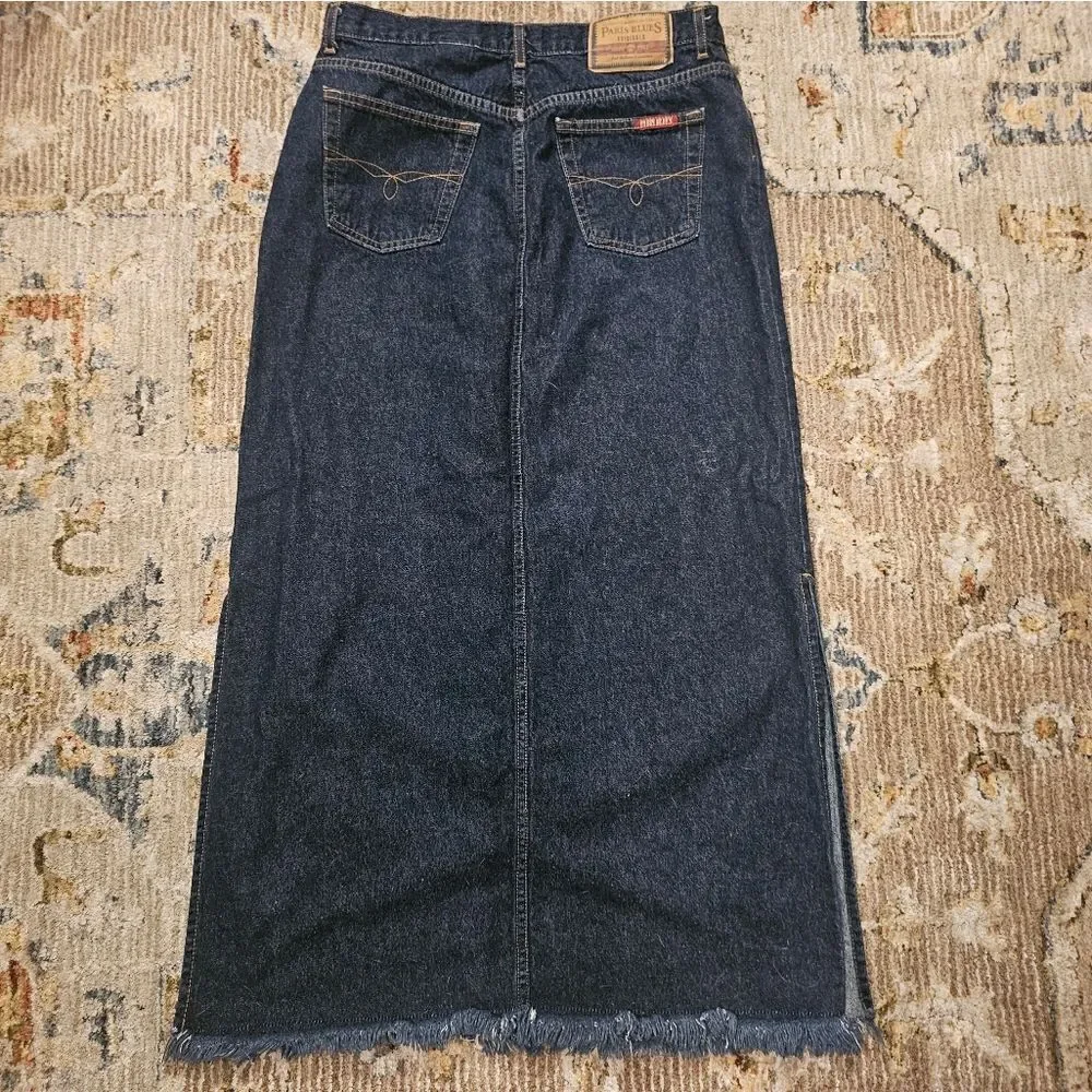 Vintage Paeis Blues denim Maxi Skirt with side slits. Excellent condition sz 13